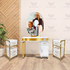Salon Mirror white & Gold with wireless charger point