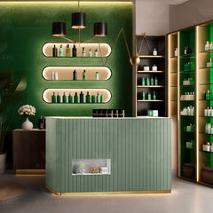 Salon Medium Reception Counter Desk Green - al basel cosmetics