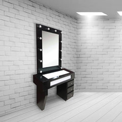 Beauty Salon Wall Mounted LED Mirror Black - Albasel cosmetics