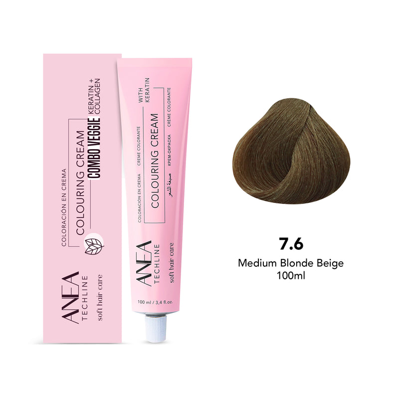 Anea Colouring Cream 100ml 7.6 Medium Blonde Beige - Albasel Cosmetics