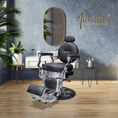 Barber Hair Cutting Chair Gents Black and Silver - albasel cosmetics