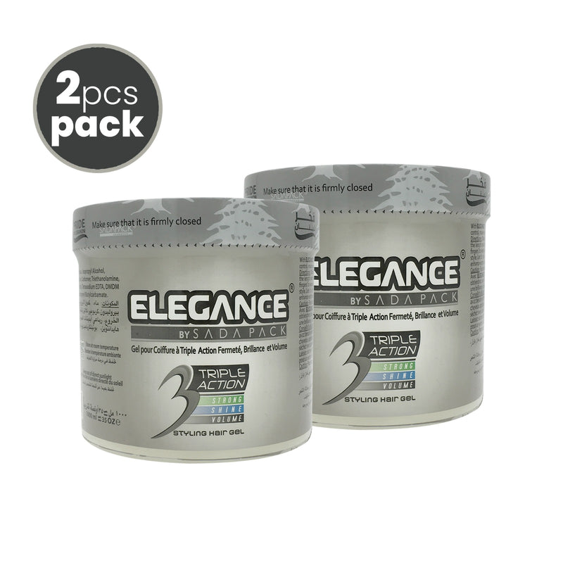 Elegance Triple Action Styling Hair Gel Silver - 2 Piece Package - albasel cosmetics