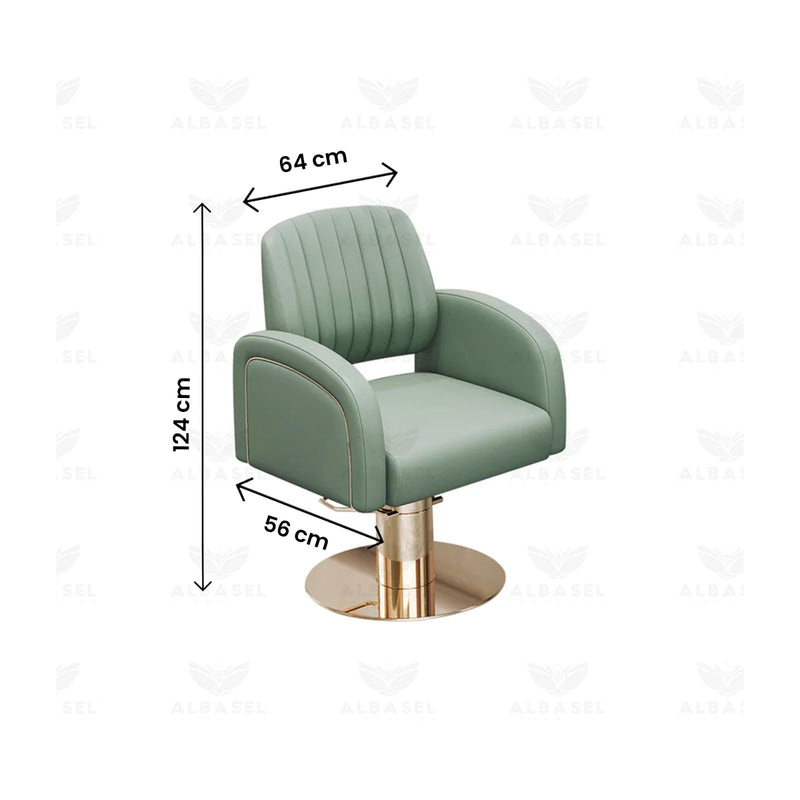 Hydraulic luxury styling chair Green - ladies hair cutting chair - albasel