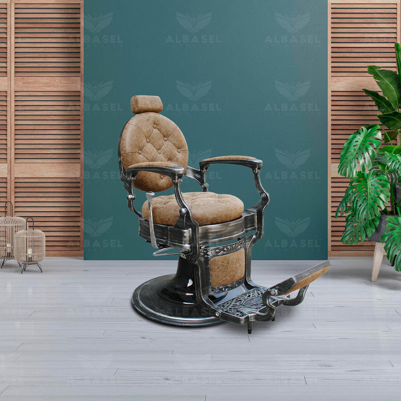 Barber Chair Old Brown for Hair Cutting - Albasel cosmetics