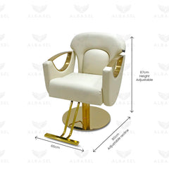Luxury Salon Styling Chair Gold & Cream - ladies chair - al basel cosmetics
