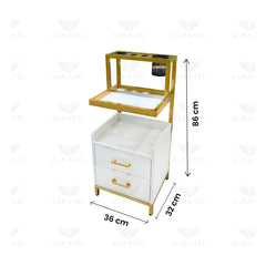 Modern Salon Trolley Gold & White - al basel cosmetics