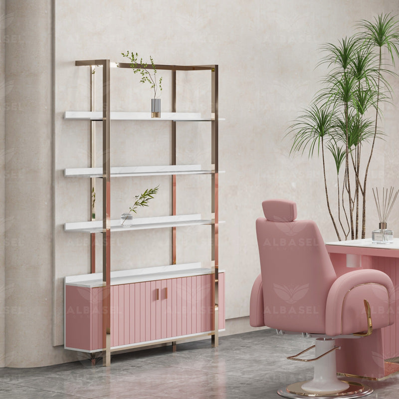 Pink Beauty Salon Product Display Cabinet