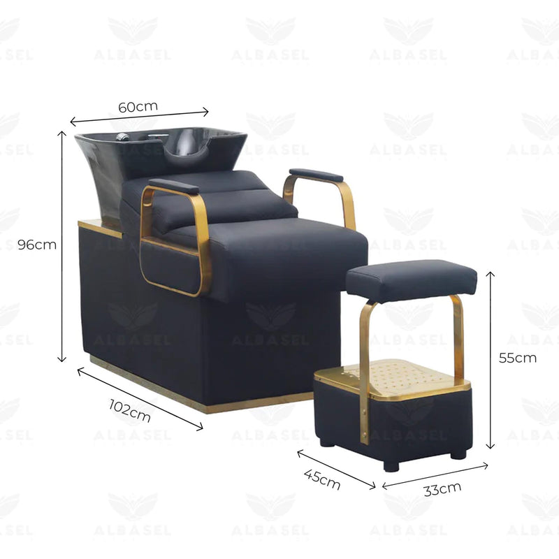 Salon Hair Washing Chair Black & gold