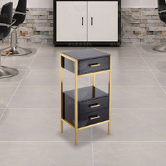 Salon Hairdressing Trolley Black & Gold