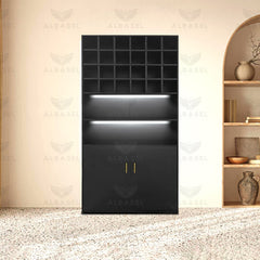 Wooden Storage Wardrobe Cabinet Display Stand Black for Salon Spa - al basel cosmetics