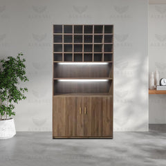Wooden Storage Wardrobe Cabinet Display Stand Brown for Salon Spa - al basel cosmetics