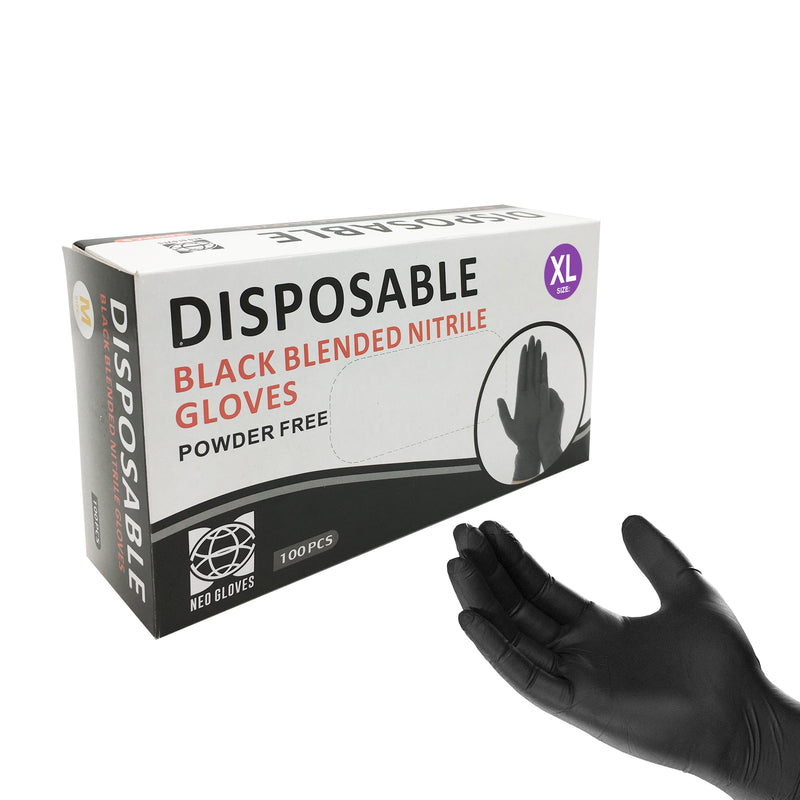 Disposable Black Blended Gloves (XL) -100 Pcs