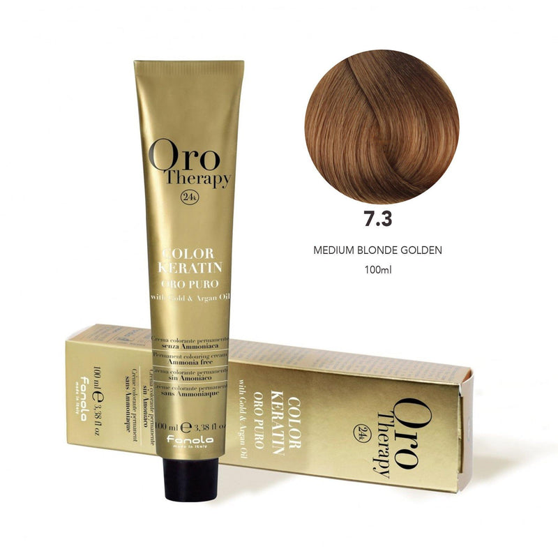 Fanola oro therapy - Oro Puro Hair Coloring Cream 7.3 - fanola color - fanola uae - albasel cosmetics