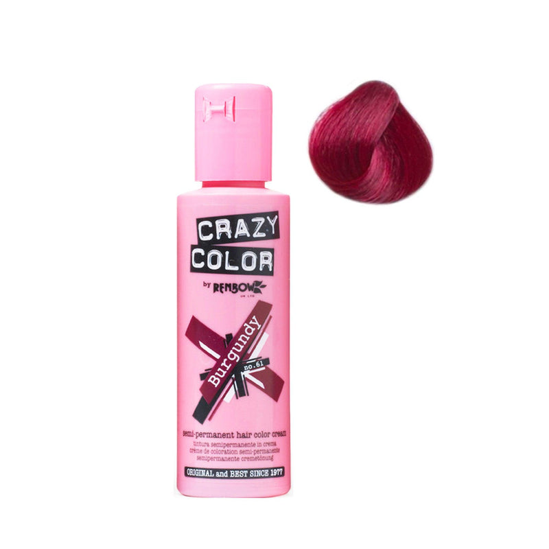 Crazy Color Semi Permanent Color Burgundy  100ml - 61 - Albasel cosmetics