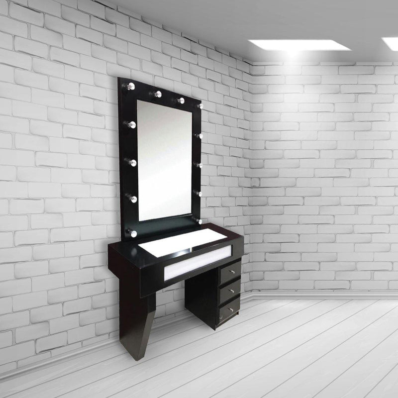 Beauty Salon Wall Mounted LED Mirror Black - Albasel cosmetics
