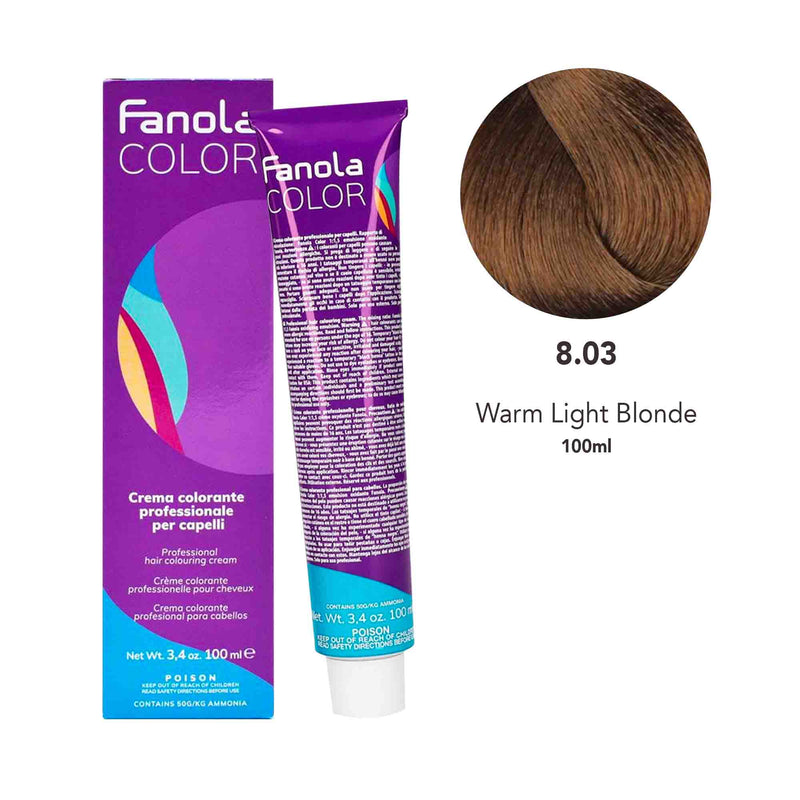 Fanola Hair Coloring Cream 8.03 Warm Light Blonde