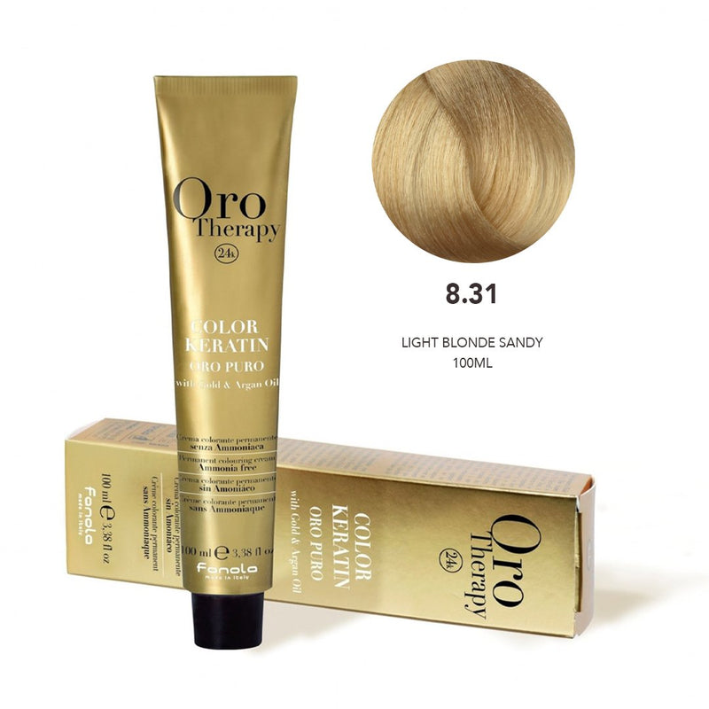 Fanola Oro Hair Color 8.31 Light Blonde Sandy 100ml - fanola color - fanola uae - albasel cosmetics