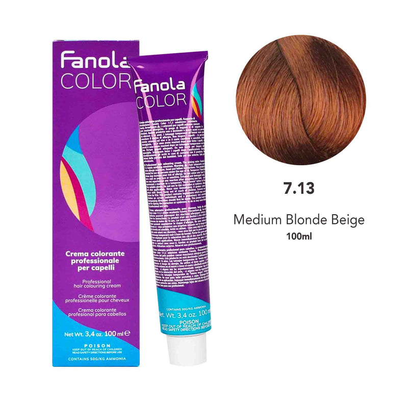 Fanola Hair Coloring Cream 7.13 Medium Blonde Beige