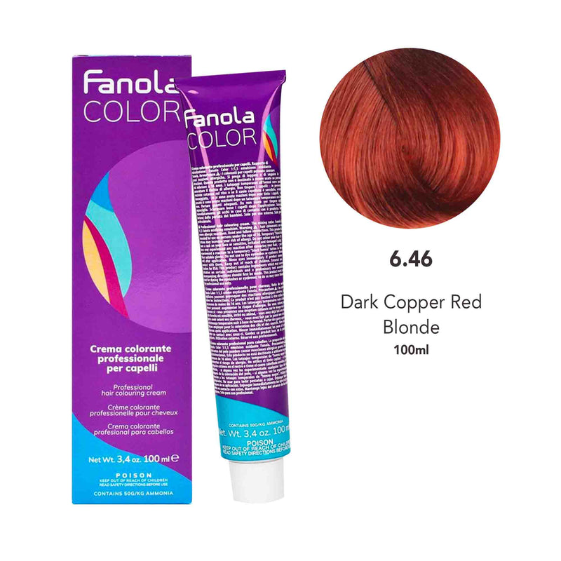 Fanola Hair Coloring Cream 6.46 Dark Copper Red Blonde 100ml