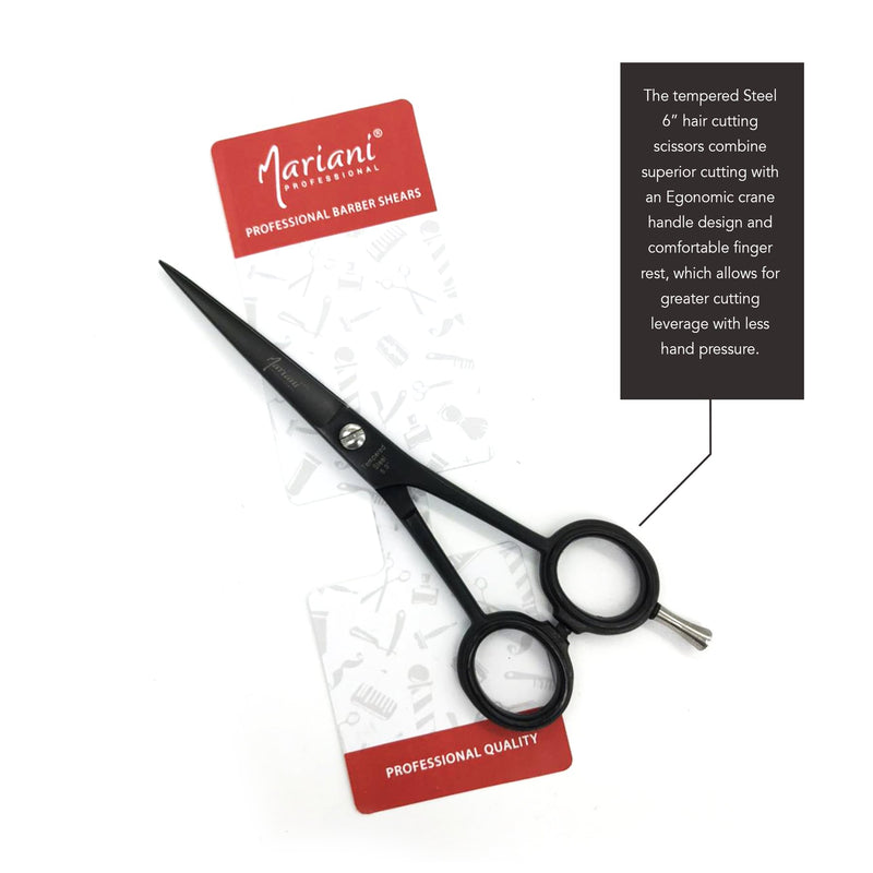 Mariani Professional Tempered steel 6.0 Inch Hair Cutting Scissors (Black) - Albasel cosmetics