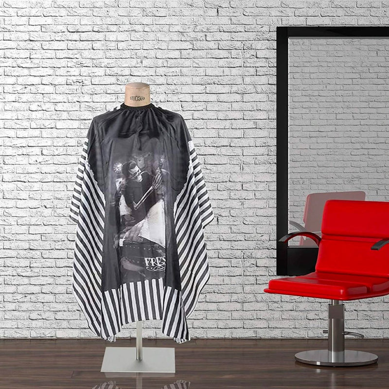 Nylon Waterproof Printed Black stripes Barbers Cape - Albasel cosmetics