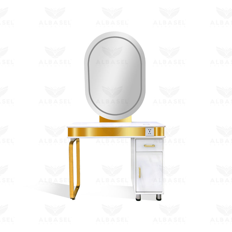 Salon Mirror white & Gold with wireless charger point