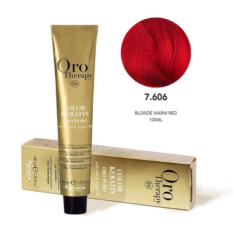 Fanola Oro Hair Color 7.606 Blonde Warm Red 100ml - fanola color - fanola uae - albasel cosmetics