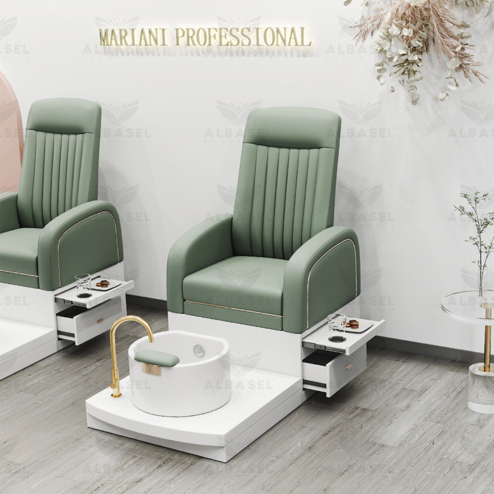 Luxury Pedicure Spa Chair Green Albasel cosmetics
