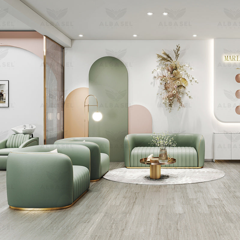 Salon Beauty Reception Sofa Set Green - albasel
